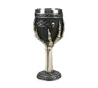 Verre à vin en résine horrible en acier inoxydable squelettique en forme de tête de mort Sacrifice Tasse à vin gothique macabre Ossuaire Décoration d'Halloween Pour fête d'hôte, bar, whisky,