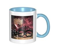 Verre à vin et tasse à café avec anse, motif masque en dentelle, grande tasse en porcelaine de 325 ml pour boissons chaudes/froides, tasses à thé en céramique pour hommes et femmes, tasse à café amu
