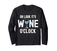 Verre à vin Humoristique « Oh Look It's Wine O'Clock » Manche Longue