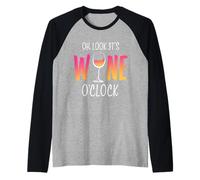 Verre à vin Humoristique « Oh Look It's Wine O'Clock » Manche Raglan