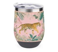 Verre à vin isotherme en acier inoxydable à double paroi avec couvercle Motif tigre de la jungle pastel 355 ml