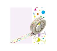 Verre à vin - MASKING TAPE - MT EX - Motif tchin-tchin - Blanc - Verre à pied