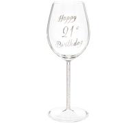 Verre à vin Maturi 21e anniversaire avec cœur gravé et détails en diamant