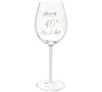 Verre à vin Maturi 40e anniversaire avec cœur gravé et détails en diamant
