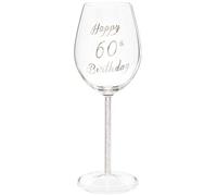 Verre à vin Maturi 60e anniversaire avec cœur gravé et détails en diamant