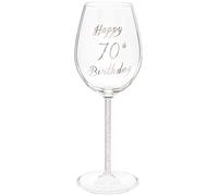 Verre à vin Maturi 70e anniversaire avec cœur gravé et détails en diamant