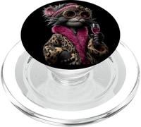 Verre à vin Rond élégant avec Motif félin Portrait de Chat PopSockets PopGrip pour MagSafe