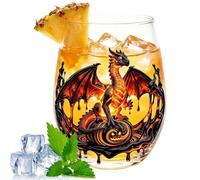 Verre à vin rouge 400 ml Verre à cocktail sans pied avec dragon imprimé en
