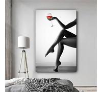 Verre à vin rouge, jambe de femme sexy, toile murale, affiches et impressions, œuvre d'art murale moderne, peinture sur toile pour chambre à coucher, décoration d'intérieur, 70x100cm, sans cadre