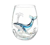 Verre à vin sans pied en forme d'animal 3D Oceans, 420 ml | Verre soufflé à la main avec figurine marine 3D à l'intérieur. Parfait pour les bars, les fêtes, les événements sur le thème