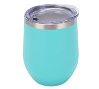 Verre à vin sans tige en acier inoxydable de 12oz, Double paroi, tasses à vin isolées sous vide avec couvercles pour café, Cocktails, crème glacée (Vert Menthe)