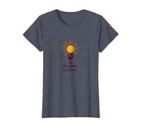 Verre à vin Sunshine and Wine : Summer Delight T-Shirt, Femme, Bleu Chiné, L