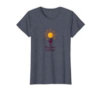 Verre à vin Sunshine and Wine : Summer Delight T-Shirt, Femme, Bleu Chiné, XXL