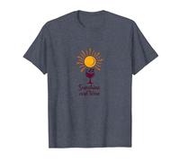 Verre à vin Sunshine and Wine : Summer Delight T-Shirt, Homme, Bleu Chiné, 4XL