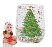 Verre à vin transparent avec sapin de Noël | Verres d'hiver pour fêtes à la maison, cuisine, thé, jus, cocktail, eau pétillante, lait, soda