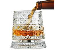 Verre à vin | Verre à vin rouge | Verres à whisky | Lunettes antiques - Base rotative à 360 degrés pour homme | Verres transparents de 10 Oz, verres rotatifs, cadeau innovant pour papa, E