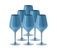 Verre à Vin Wine Cocktail INCASSABLE 47cl couleur Bleu - Lot de 6 - Verre Incassable en TRITAN, Réutilisable 3Bleu