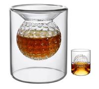 Verre à whisky, 60ML/150ML verres à rhum à double usage, cadeaux de golf pour golfeurs hommes, verres à whisky avec balle de golf intégrée en forme de balle de golf, verre rocks, gobelets parfaits