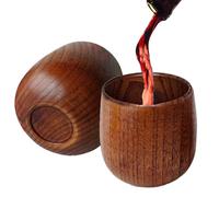 Verre à whisky en bois-2 pièces 180 ml tasses en bois vintage, gobelets ronds rustiques pour liquides et esprits | Accents de table à manger, cadeaux de bar, célébrations de mariage, utilisation