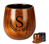 Verre à whisky en bois avec logo personnalisé avec initiales gravées personnalisées, verre à whisky en bois carbonisé fabriqué à la main, verre à l'ancienne, parfait pour homme, papa, mari