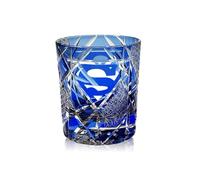 Verre à Whisky En Cristal Bleu - Gobelet à Facettes DiamantéEs Taillé à La Main Sans Plomb | Verre Old Fashioned à Base éPaisse Pour Whisky, Spiritueux Et Cocktails | IdéAl Pour Hommes Et Femmes