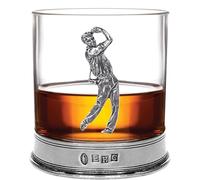 Verre à Whisky English Pewter Company en verre avec emblème en étain massif pour golf [TUM01]