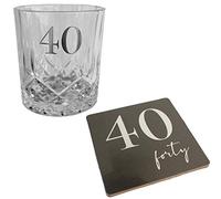 Verre à whisky et dessous de verre pour 40e anniversaire Coffret cadeau