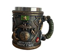 Verre à Whisky Hommage aux Anciens - Tasse Décorative en Résine et Acier Inoxydable avec Relief 3D, Mug Commémoratif pour Vétérans, 250e Anniversaire, Cadeau Original pour Amateurs de