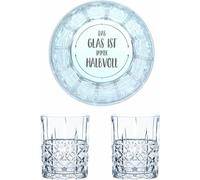Verre à whisky Nachtmann gravure Le verre est toujours à moitié plein, set de verres à whisky, gravure, cadeau, verre en cristal, 345 ml, lot de 2