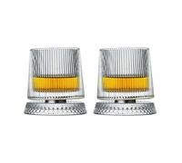 Verre à whisky rotatif à 360° avec base stable et découpée, design taillé en cristal avec fonction anti-stress, cadeau unique pour mari ou père