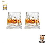 Verre à whisky rotatif à 360 degrés, verre à cocktail rotatif avec base découplée stable, verre en cristal à l'ancienne avec fonction anti-stress, cadeau pour mari, fête des pères, fête des pères