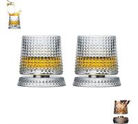 Verre à whisky rotatif à 360 degrés, verre à cocktail rotatif avec base découplée stable, verre en cristal à l'ancienne avec fonction anti-stress, cadeau pour mari, fête des pères, fête des pères