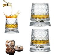 Verre à whisky rotatif à 360 degrés, verre à cocktail rotatif avec base stable découplée, avec fonction anti-stress, pour anniversaire, vacances, fête des pères