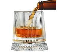 Verre à whisky rotatif en, base en verre à whisky, avec fonction anti-stress, 7,6 x 10,2 cm, lumière et éblouissantes, pour anniversaires, vacances, fête des pères