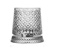 Verre à whisky rotatif - Gobelet rotatif - Récipient de dégustation transparent avec base de dessous de verre - Accessoires de bar avec design tourbillon équilibré - Expérience de boisson élégante