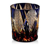 Verre à whisky style Edo Tokyo Kiriko - Verre à whisky en cristal taillé à la main 250 ml, design japonais élégant pour bourbon, scotch et cocktails - 1 pièce Blue