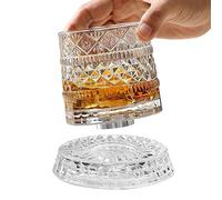 Verre à Whisky Tournant à 360 Degrés,Verrerie de Bar et Vin | Verres à Alcools Tournants,pour Fêtes à la Maison Anniversaire Fête des Pères Barmen Restaurants Hôtels Événements de Dégustation
