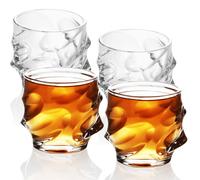 Intirilife 4x verre à whisky en CRISTAL CLAIR 'SCULPTURED' - Old Fashioned verre à whisky en cristal sans plomb dans le design Sculpture convient parfaitement au lave-vaisselle pour scotch, bourbon, w