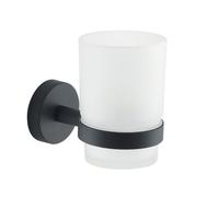 VERRE/ACIER INOXYDABLE NOIR MAT PORTE-BROSSE À DENTS MURAL VIOLETTA