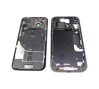 Verre arrière, boîtier du cadre intermédiaire, bouton d'alimentation et de volume, couvercle arrière de la batterie, flexible de charge sans fil et adhésif de rechange compatible avec iPhone 15 6,1