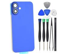 Verre arrière pour iPhone 16 Plus Ultramarine avec support de coque arrière et lentille en verre d'appareil photo et NFC