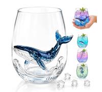 Verre artisanal en forme de pieuvre à anneaux bleus, tasse à cocktail nautique faite à la main, 355 ml, motif animal marin, verres à vin sans pied, pour les amateurs de l'océan, cadeaux nautiques