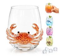 Verre artisanal en forme de pieuvre à anneaux bleus, tasse à cocktail nautique faite à la main, 355 ml, motif animal marin, verres à vin sans pied, pour les amateurs de l'océan, cadeaux nautiques