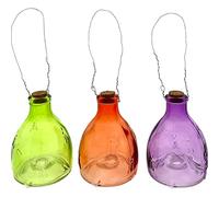 Verre attrape-guêpes - 3 couleurs - orange - violet - vert - Lot de 3-9 x 9 x 14 cm
