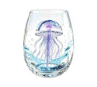 Verre bleu transparent en forme de pieuvre avec anneau en forme d'animal