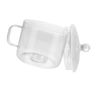 Verre Borosilicate Marmite pour Nouilles Couvercle 1350ml | Fond Plat, Poignée Unique, Cuisson sur Gaz, Service Direct, pour Porridge, Réchauffage Micro-ondes