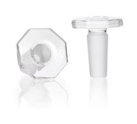 Verre Bouchon avec Norme Sol Articulation et Octogonal En forme Tête, NS 19 octobre Coupé Taille, Transparent, Lot de 10