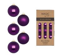 Verre Boules de Noël Set Ø 4cm,36 Pièce / Boîte, Mauve Symphonie - Magic By