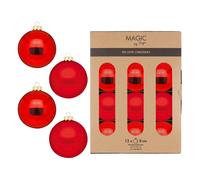 Verre Boules de Noël Set Ø 8cm,12 / Boîte, Merry Rouge- Magic By Inge-Glas