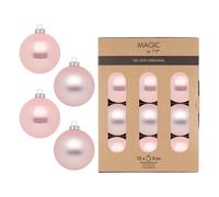 Verre Boules de Noël Set Ø 8cm,12 Pièce / Boîte,Rose Mélange Charmant Magnolia -